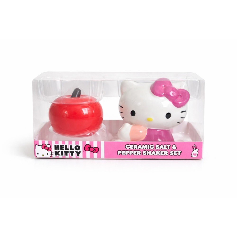 Hello Kitty Ceramic Salt‎ Pepper Shaker Set Apple Sanrio Licensed New